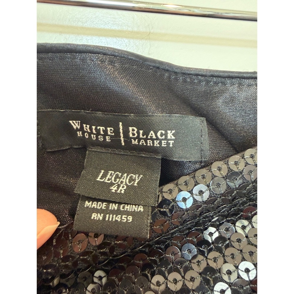 White House Black Market Legacy Black Sequin Wide Leg Pants Size 4R New - Picture 7 of 7